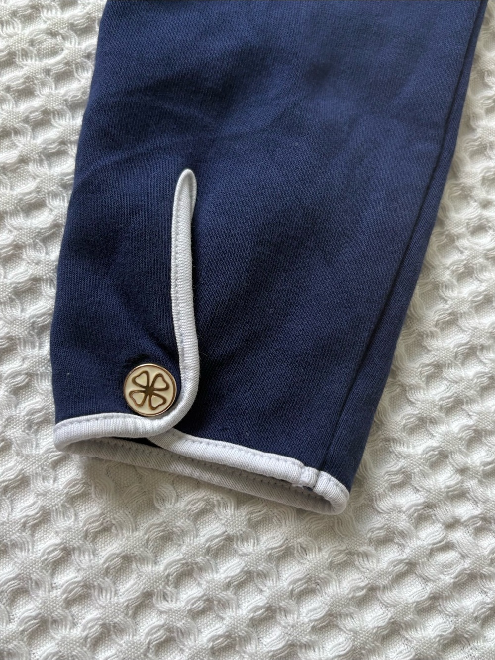 Clover by Bobby Jones Quarter Zip Pullover Navy White Trim Gold Clover Size M - Picture 6 of 13